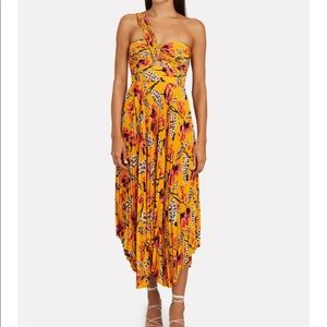 ALC aurora pleated one shoulder midi